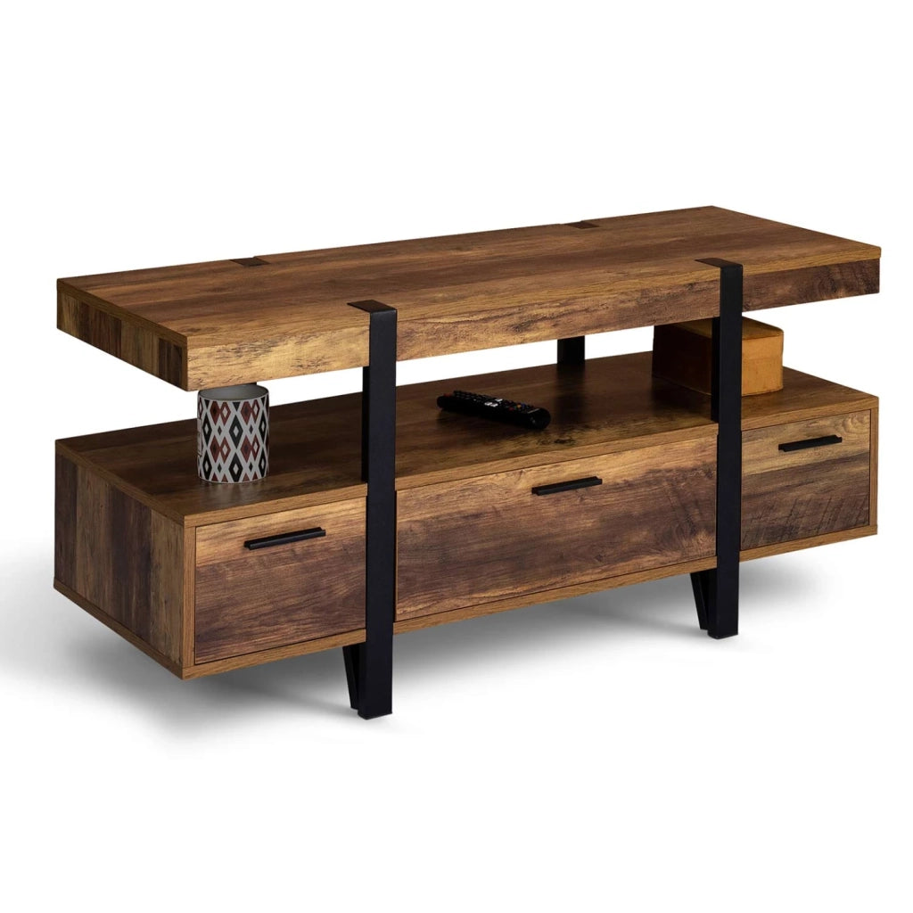 IDMarket - AUSTRIA Porta TV con gambe a spillo in legno da 113 cm con cassetti