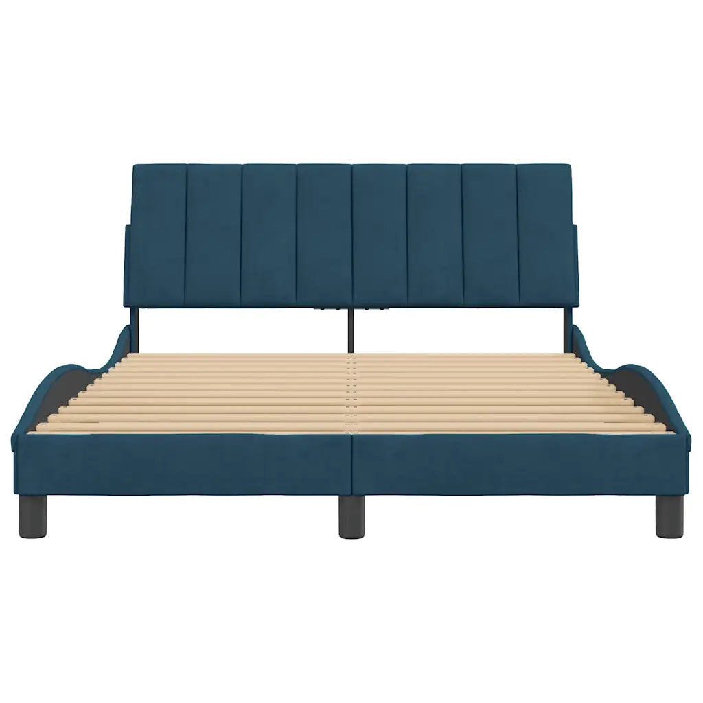 Giroletto senza Materasso-Struttura Letto Hanko Blu 140x200 cm in Velluto