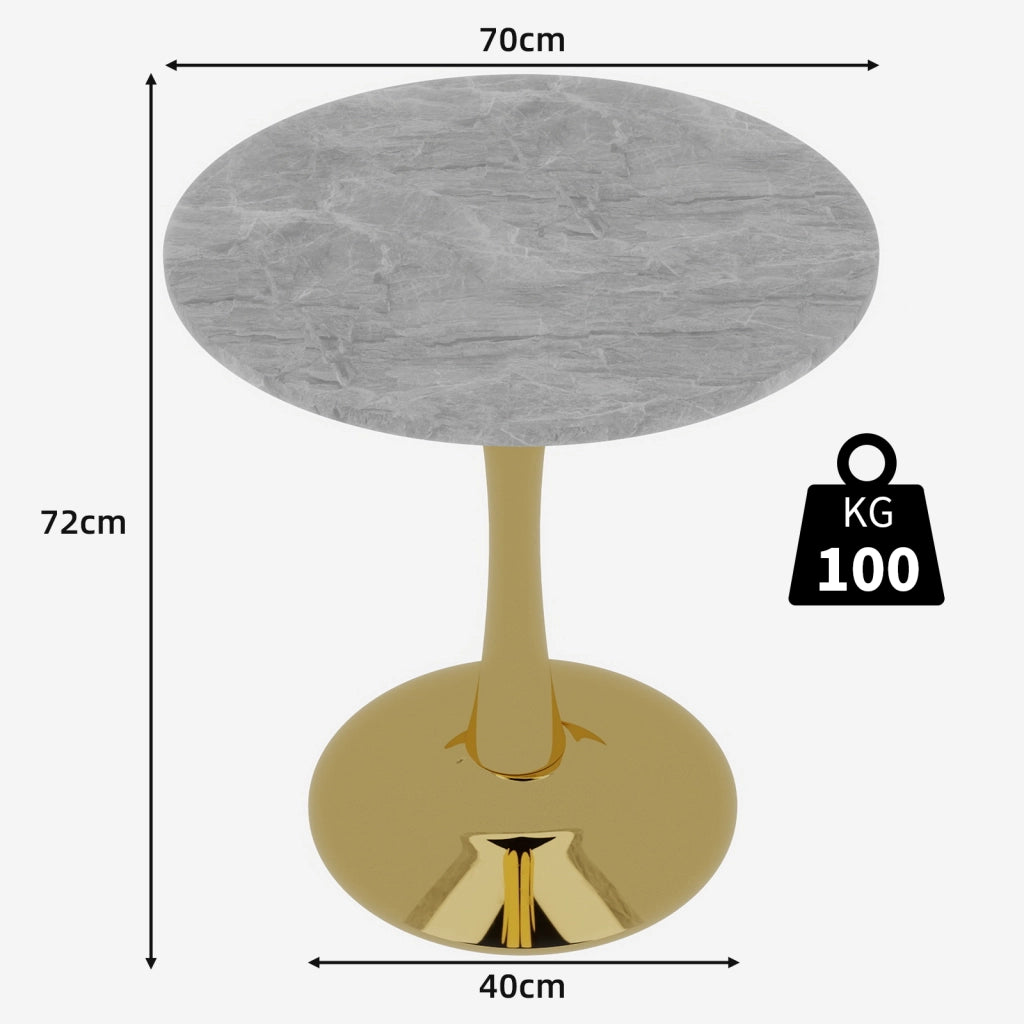TAVOLO Rotondo 77,5x77,5x15,5 cm Marmo artificiale Oro