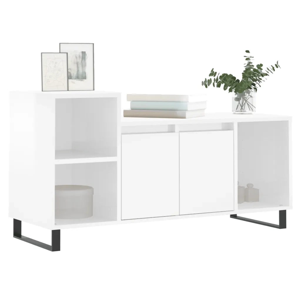 Mobile TV | Armadietto TV | Mobile Porta TV Bianco Lucido 100x35x55 cm in Legno Multistrato