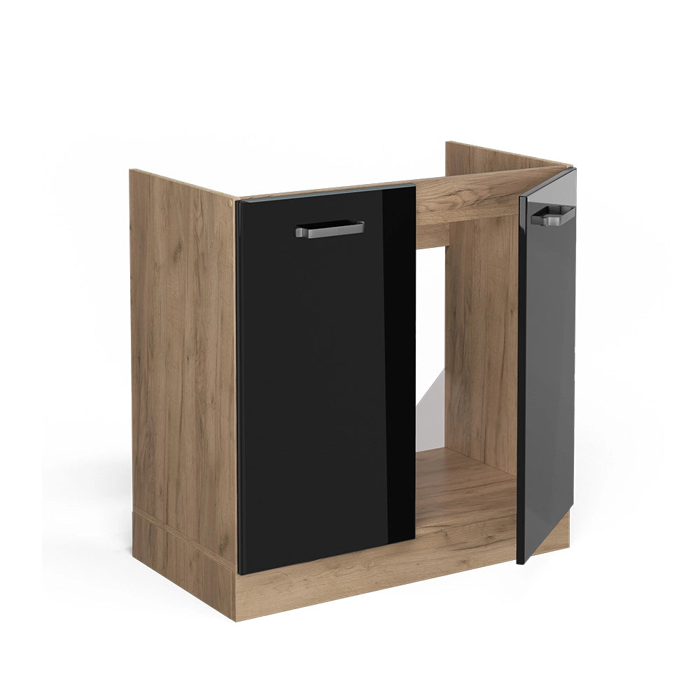 Vicco Mobile lavello cucina Nero lucido 80 cm , PL Antracite