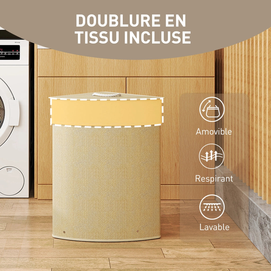 Cestino per Biancheria in Bamb¨´ 55L ¨C zephmum ¨C 35x35x60 Naturale