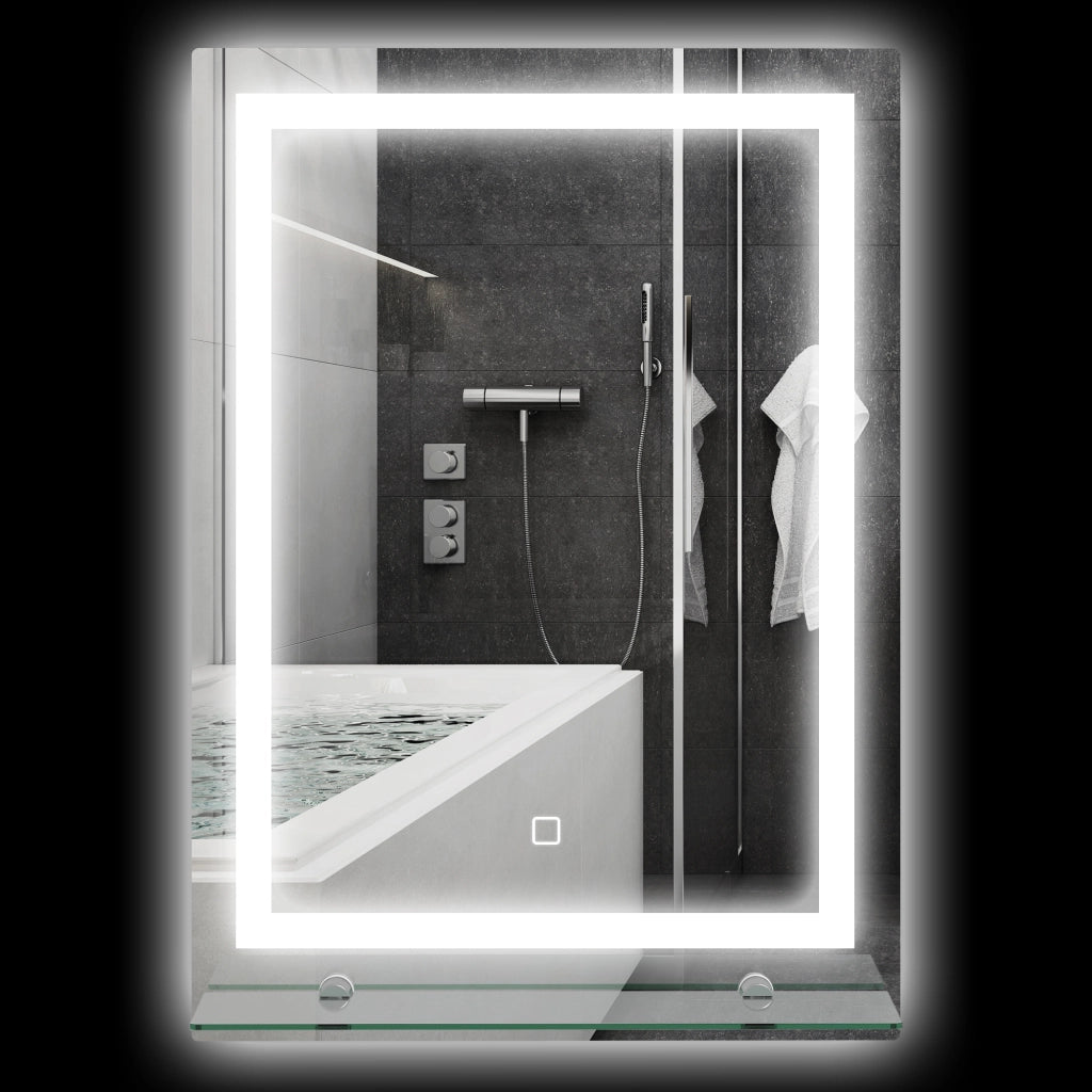 Specchio LED da bagno con mensola integrata ¨C Xylo ¨C 3 colori luce regolabile touch