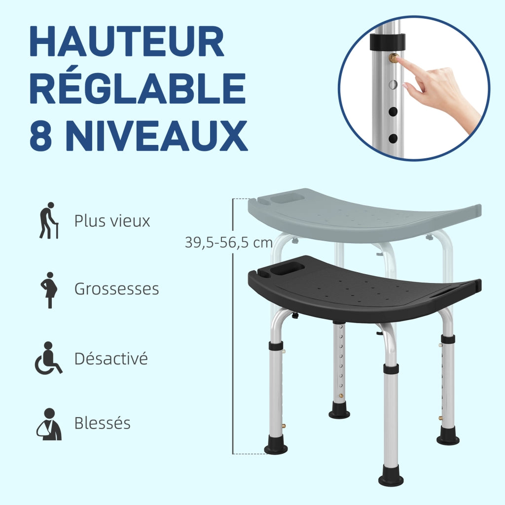 Sgabello doccia regolabile ¨C Xylo ¨C altezza regolabile, antiscivolo, nero