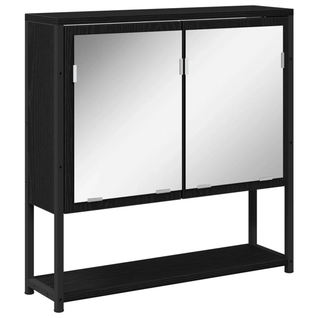 Set di mobili per il Bagno | Armadio da bagno 3 pz Nero Legno multistrato