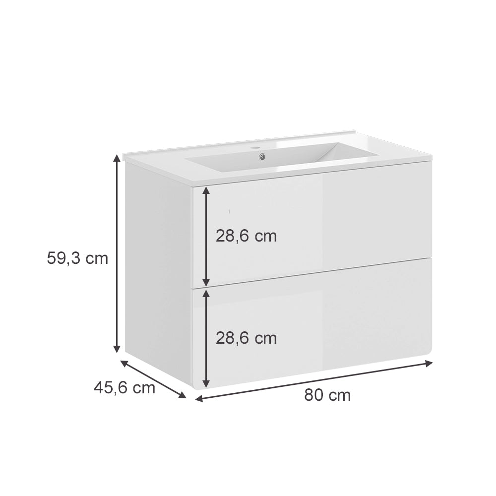 Vicco Set di mobili da bagno Bianco lucido 2 parti