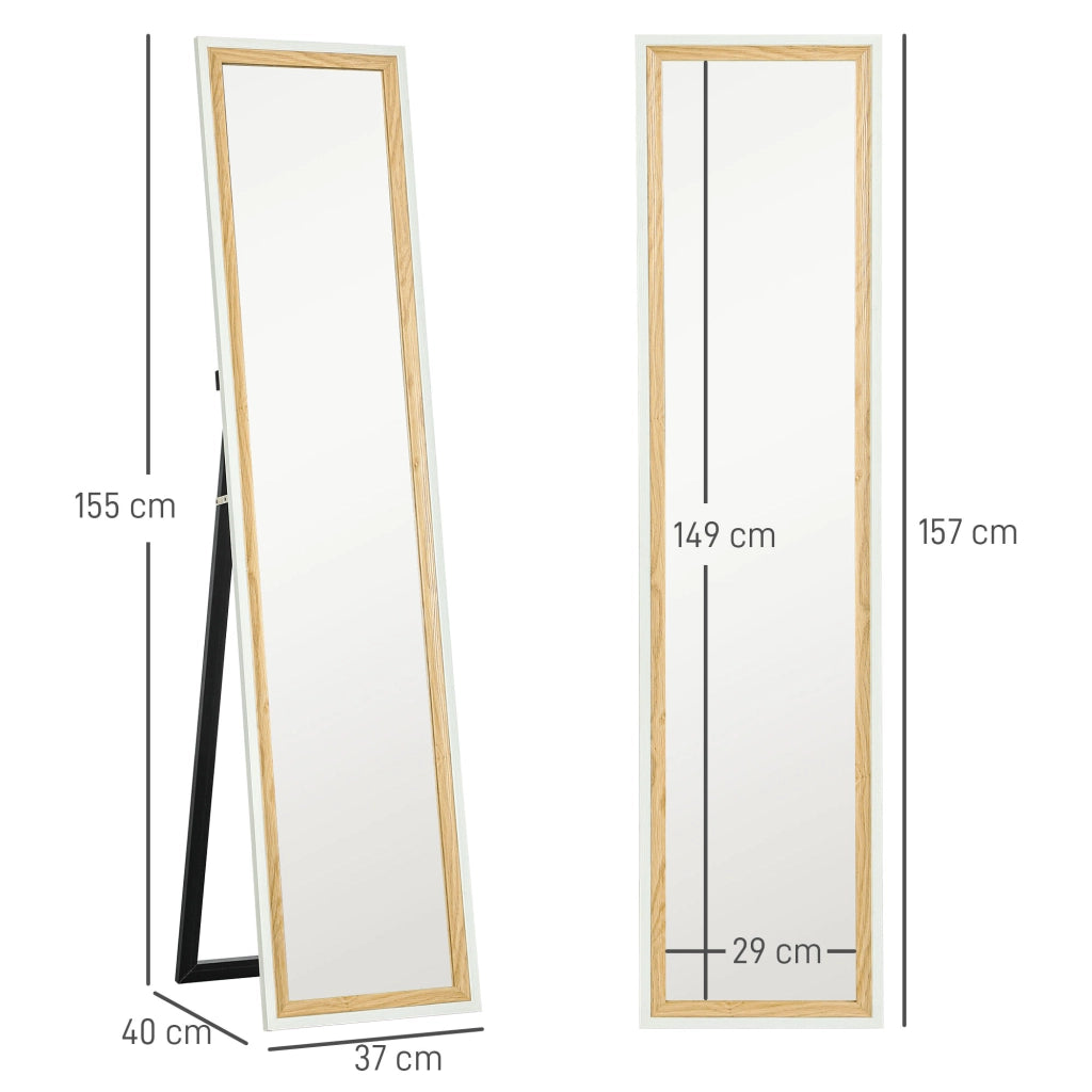 Specchio da Terra a Figura Intera ¨C Xylo ¨C Effetto Legno Bianco 157x37cm