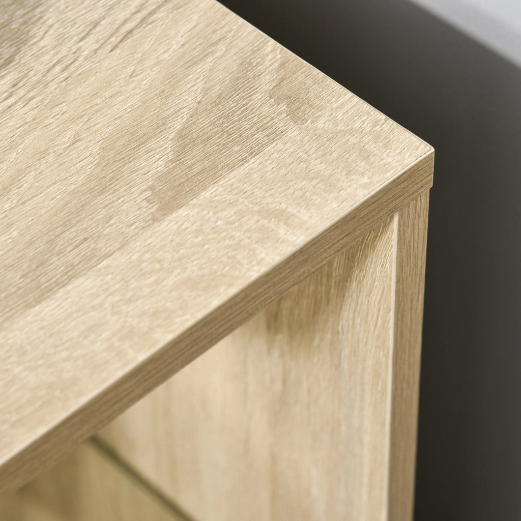 Tavolino da salotto moderno con ripiano in vetro ¨C Minimal ¨C 40x40x56 cm legno naturale
