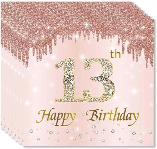 Serviette per tavola da 20 pezzi - Decorazione per compleanni - Compleanno dei 13 anni - Serviette in carta - Decorazione per feste - Feste di compleanno - Serviette per feste