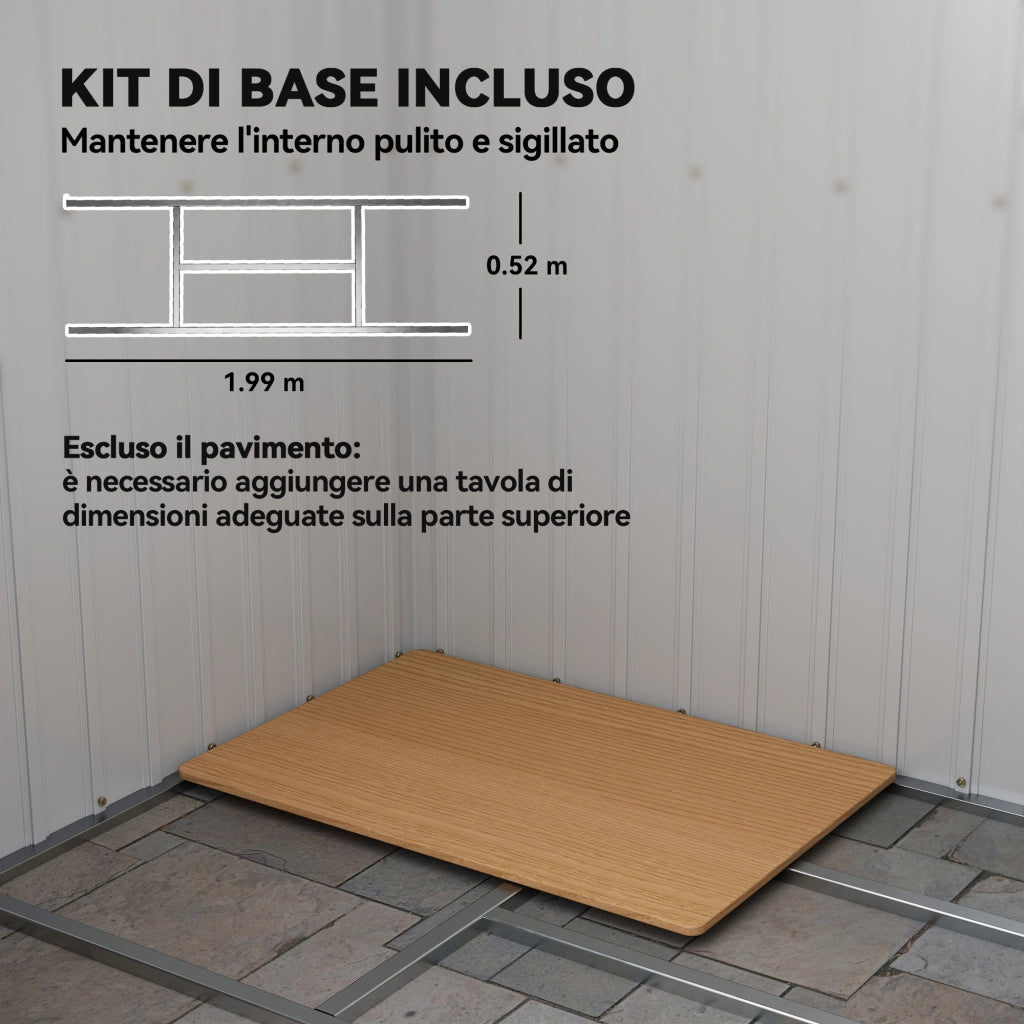 Capanno Attrezzi con Tetto Inclinato 213x130x172 cm 2 Ingressi e Prese d'Aria in Acciaio Grigio Scuro