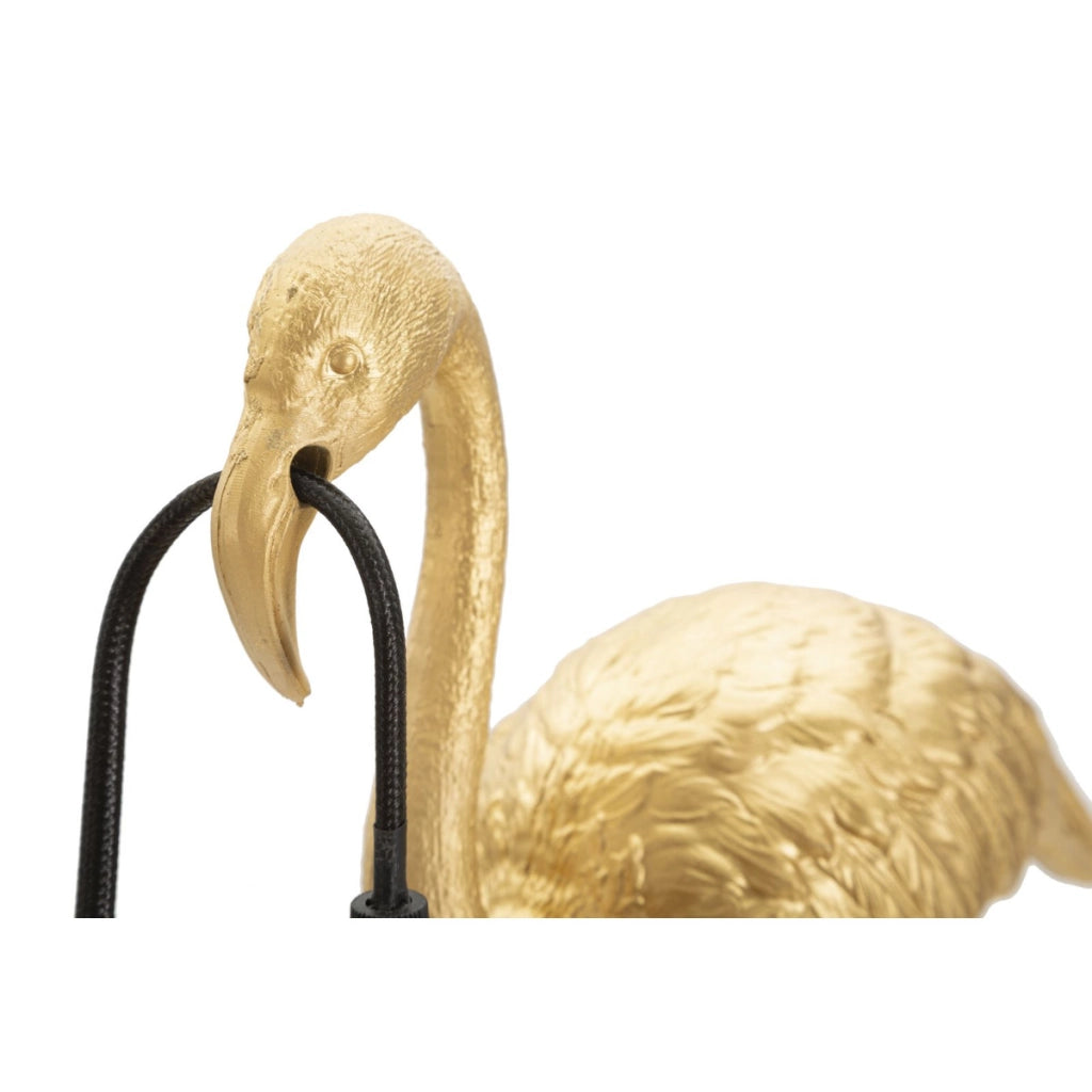 Lampada da tavolo Flamingo piccola in resina dorata