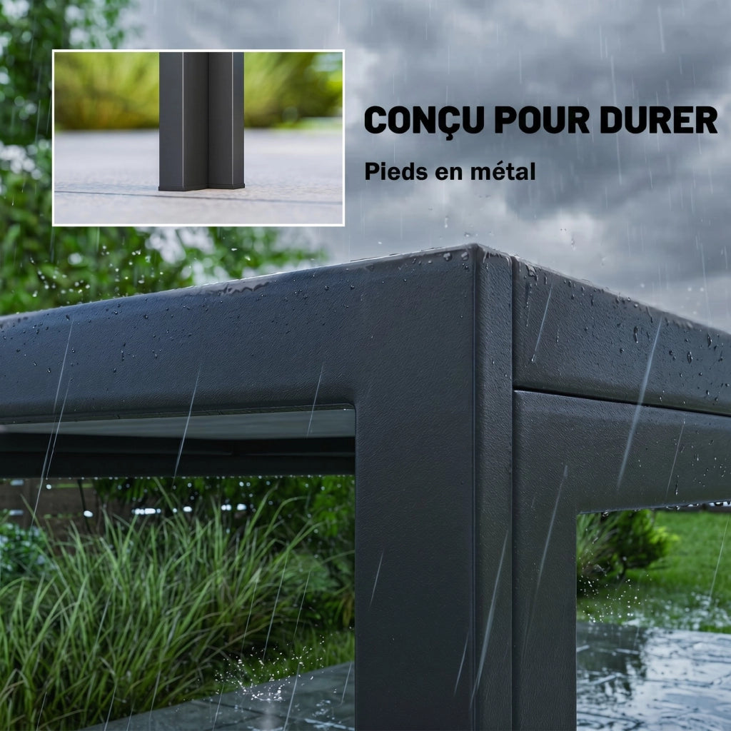 Tavolo da pranzo esterno effetto legno per 6 persone ¨C Xylo ¨C grigio 150x80x74 cm