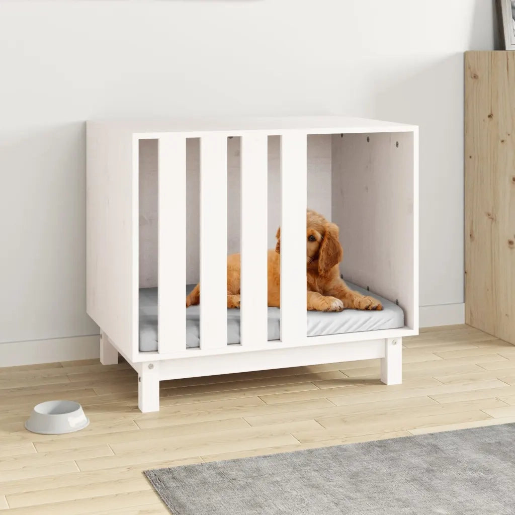Casetta per Cani bianco 70x50x62 cm in Legno Massello di Pino 822482