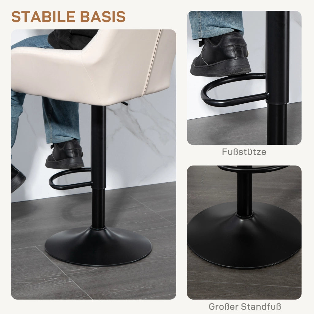 Set 2 Sgabelli Regolabili Stile Retr¨° ¨C Xylo ¨C Ecopelle Effetto Lino Crema e Nero