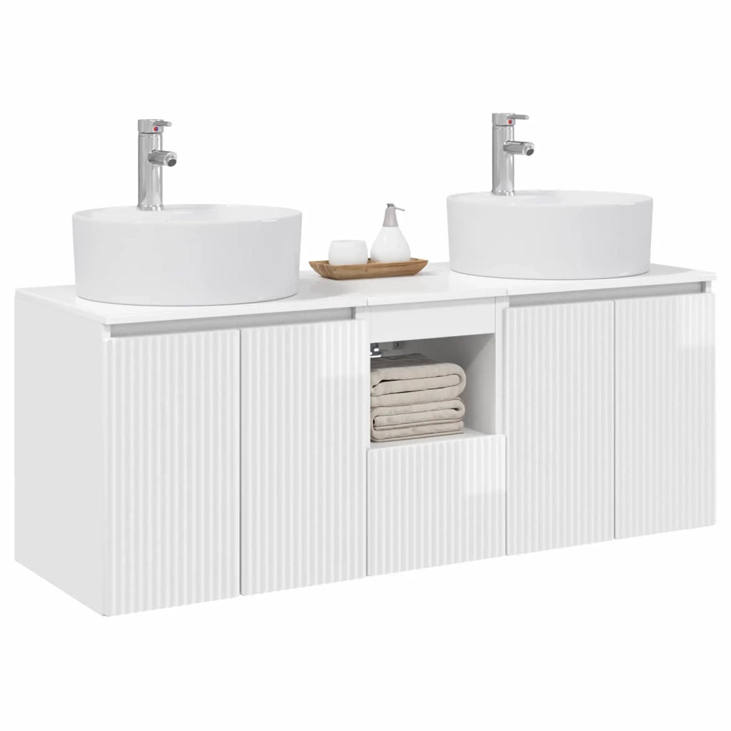 Set di Armadi da Bagno 3 pz Bianco Lucido 49,5 x 44,5 x 65 cm 3405681