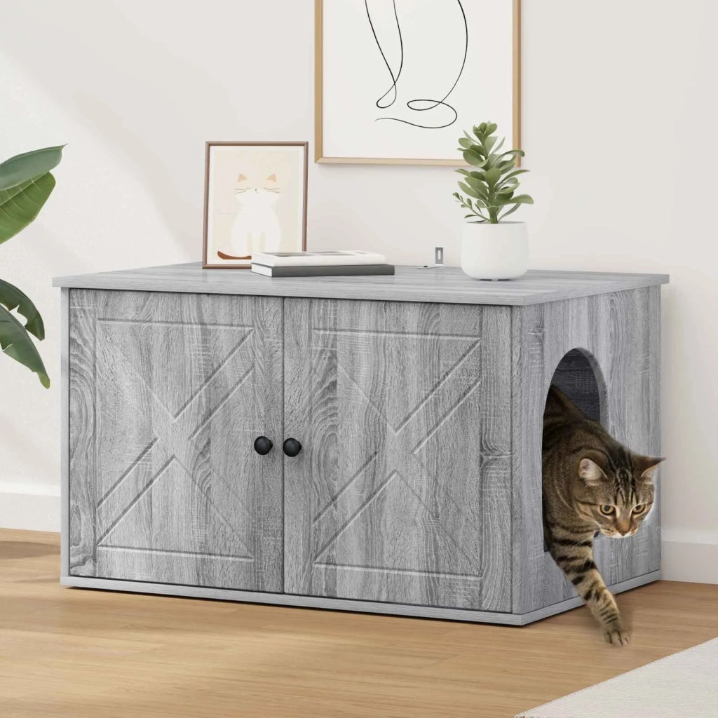 Casa per Gatti Grigio Sonoma 85 x 55 x 50 cm Legno multistrato 8000731