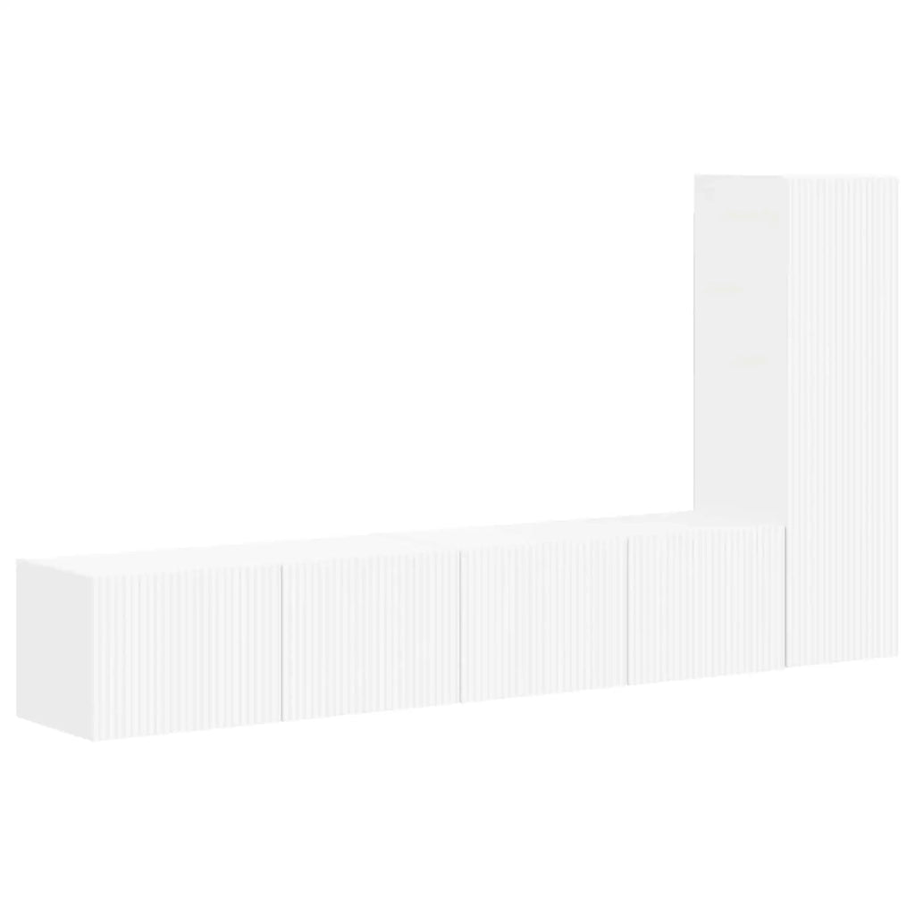 Set mobile TV Montaggio a parete 3 pcs Bianco Legno multistrato