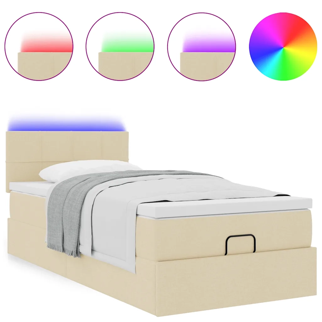 Struttura Letto Pouf con Materasso Crema 80x200 cm in Tessuto 3312268