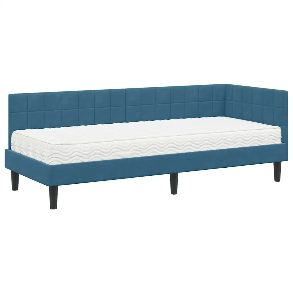 Struttura Letto Angolare con Materasso 2 pcs Blu Velluto 3393957
