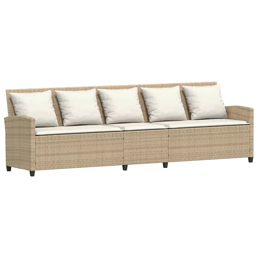 Set Divano da Giardino 4 pz con Cuscini a L Beige in Polyrattan
