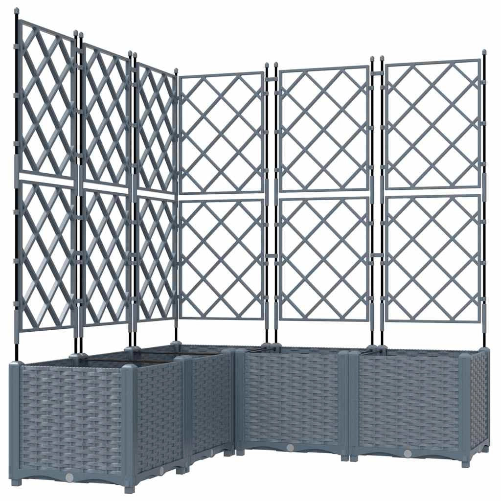 Set di 5 fioriere moderne in acciaio per esterni 120 x 120 x 143 cm resistenti eleganti grigio chiaro 02_0058587