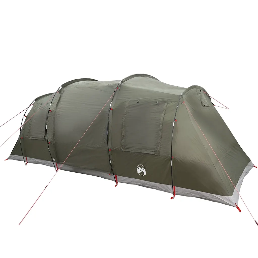 Tenda Familiare a Tunnel per 6 Persone-Tenda da campeggio Verde Oliva Impermeabile 230029