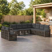Set Divano da Giardino 9 pz Grigio polyrattan 3435752