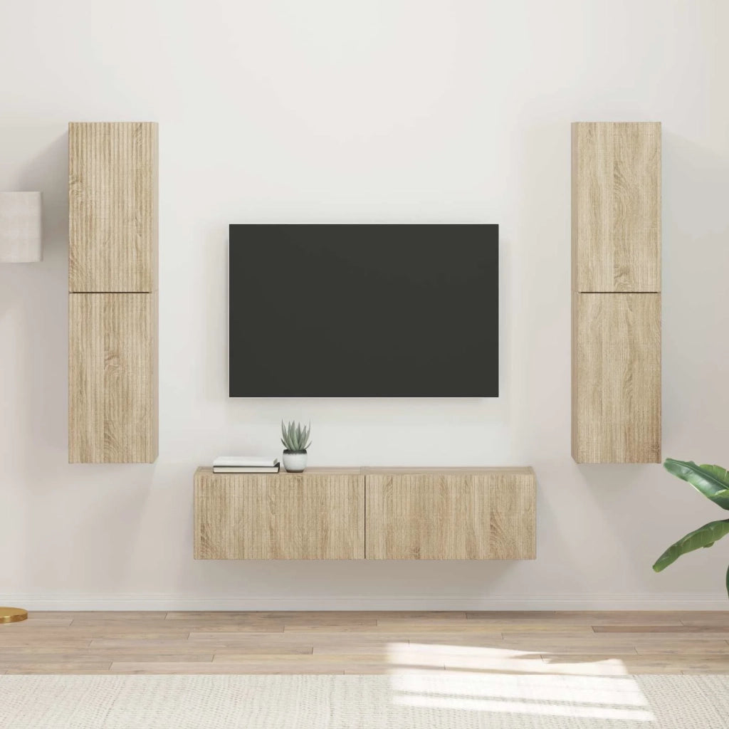 Set mobile TV 6 pz-Credenza per TV Rovere Sonoma Legno multistrato 494171