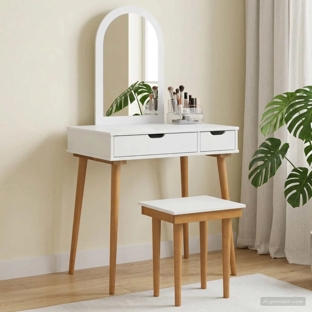 Set Tavolo da Trucco FAUSKE 3 pcs Bianco 76 x 50 x 143 cm 3438587