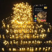 Illuminazione di Natale 760 LED luce calda bianca cluster catena di luce fascia catena di luce esterno - presa interna - 8 modalità - 76 m impermeabile - funzione di memoria - Festa di Natale party giardino balcone