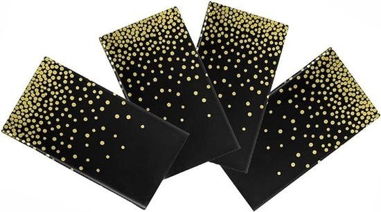 Tavolo Coprente - Acqua Resistente - Rettilineo 54"x108" - Nero/Dot Oro - Da Smettere - Protezione contro Macchie - Facile da Pulire - Tavola Coprente