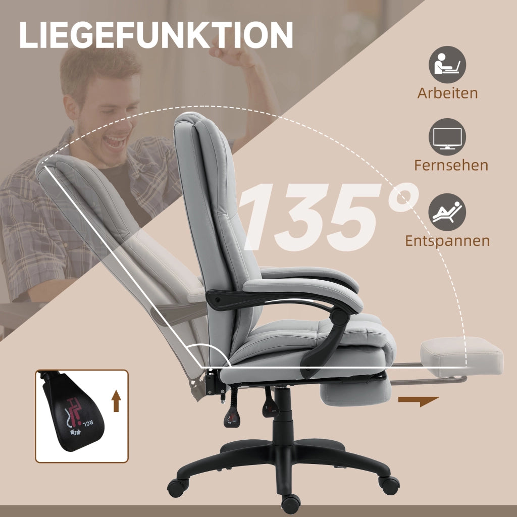 Sedia da ufficio con funzione massaggio, sedia ergonomica da scrivania con funzione reclinabile, sedia direzionale regolabile in altezza con funzione