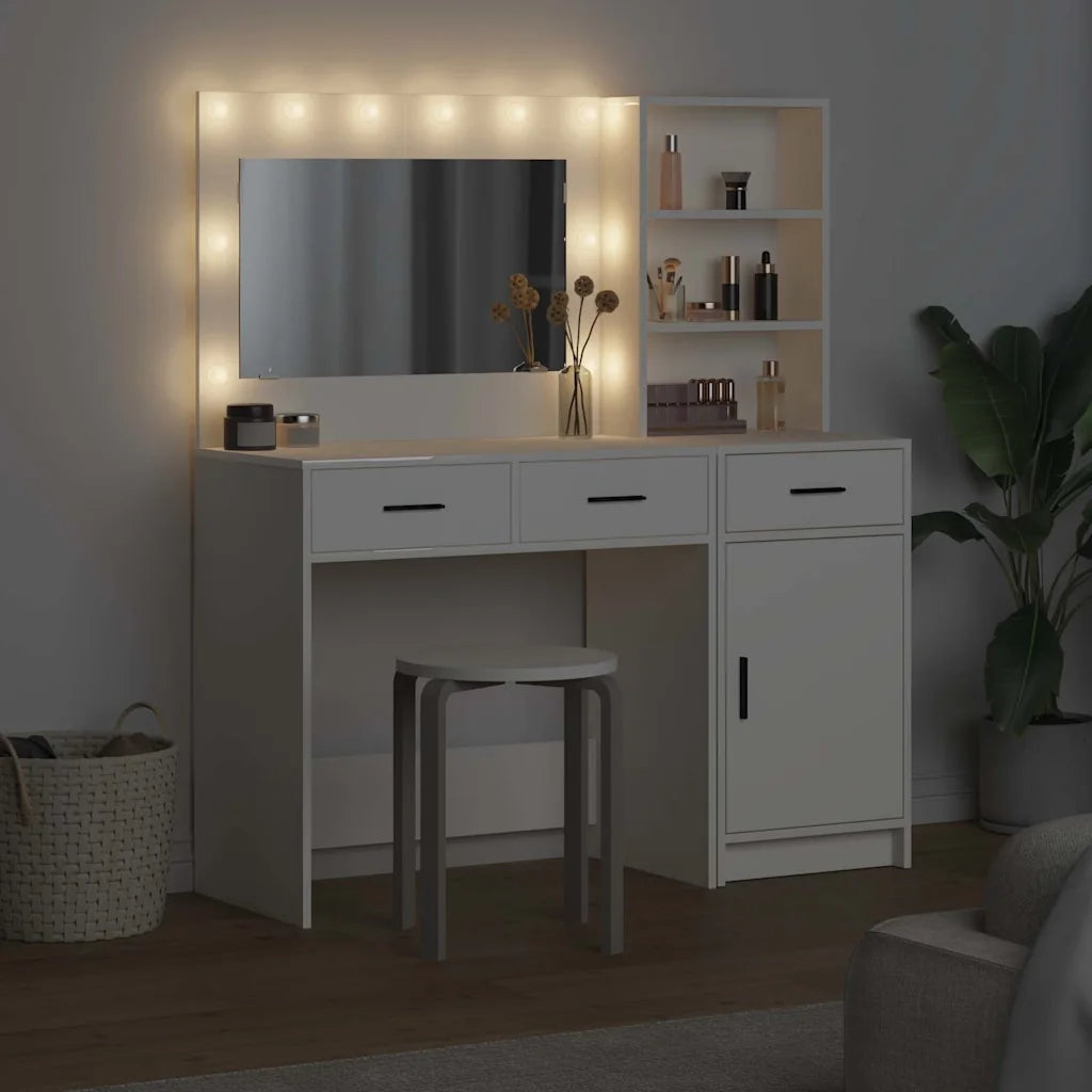 Toeletta | Tavolo da Trucco con cassetto 2 pz Bianco Legno multistrato