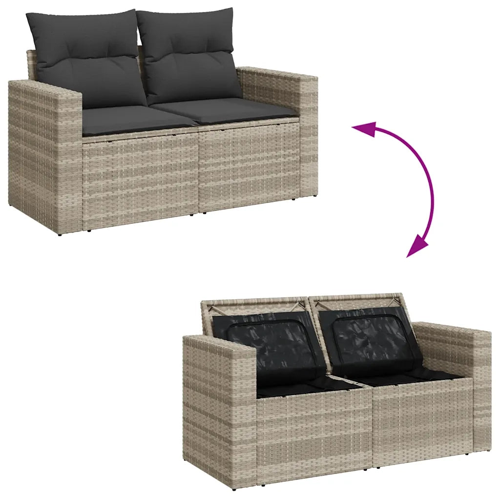 Set Divano da Giardino 5pz con Cuscini Grigio Chiaro Polyrattan 3325368