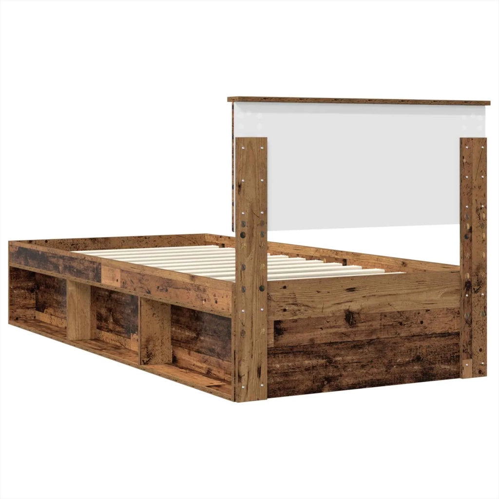 Letto singolo | Letto per adulti | Struttura del letto con testiera Legno vecchio 100 x 200 cm