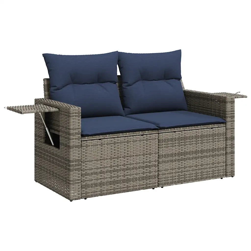 Set Divani da Giardino 7 pz con Cuscini Grigio in Polyrattan 3220470