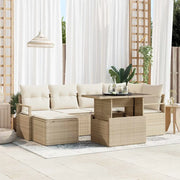 Set Divano da Giardino con cuscino 7 pcs beige e panna