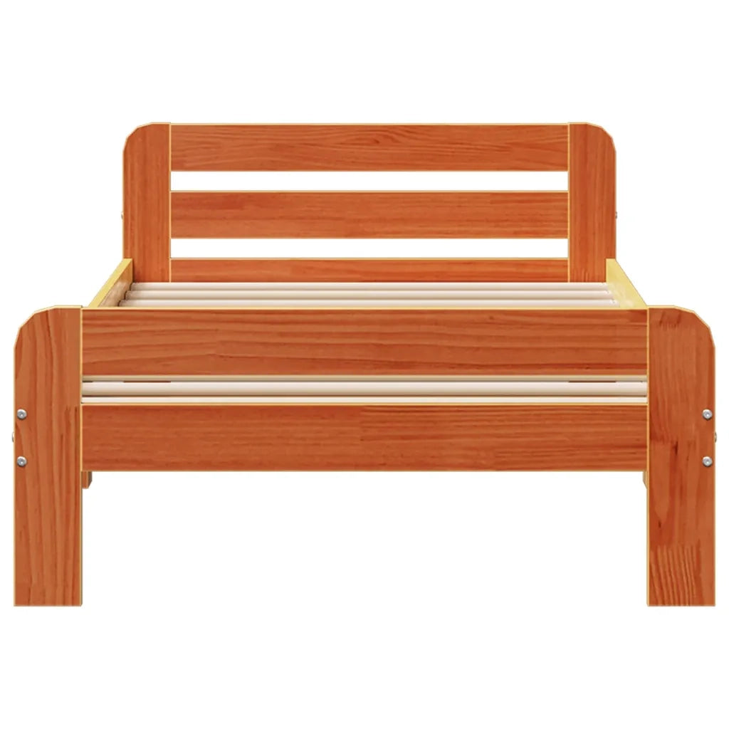 Letto senza Materasso Marrone Cera 75x190 cm in Legno di Pino 855498