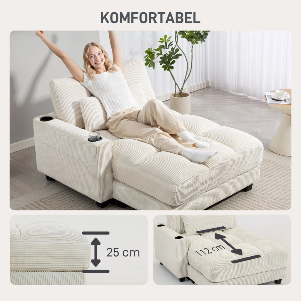 Divano letto con cuscini e portabicchieri - Xylo - crema bianco