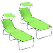 2 pz Lettino Prendisole | Sdraio da giardino | Lettino da sole Verde 58 x 188 x 77cm Poliestere