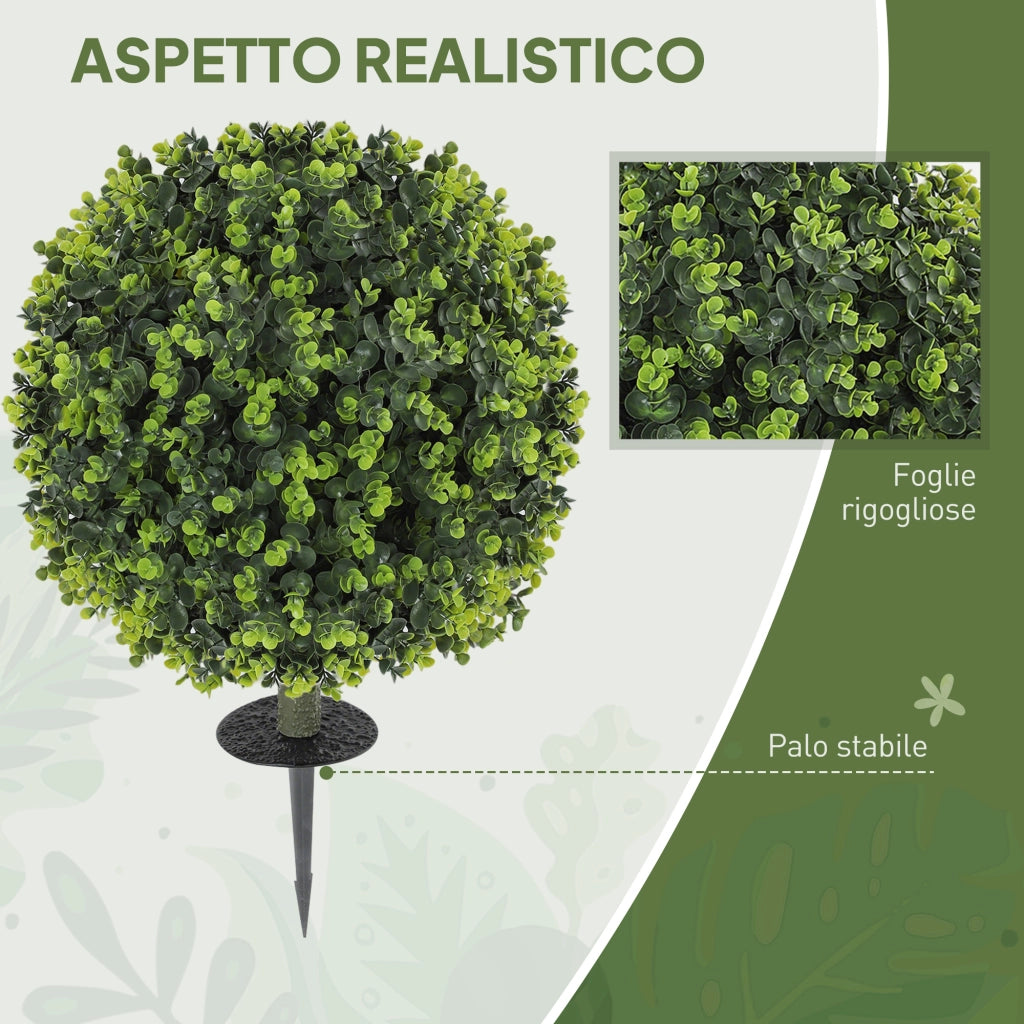 Set 2 Piante Artificiali Bosso ¨C zephmum ¨C Verde, 40 cm