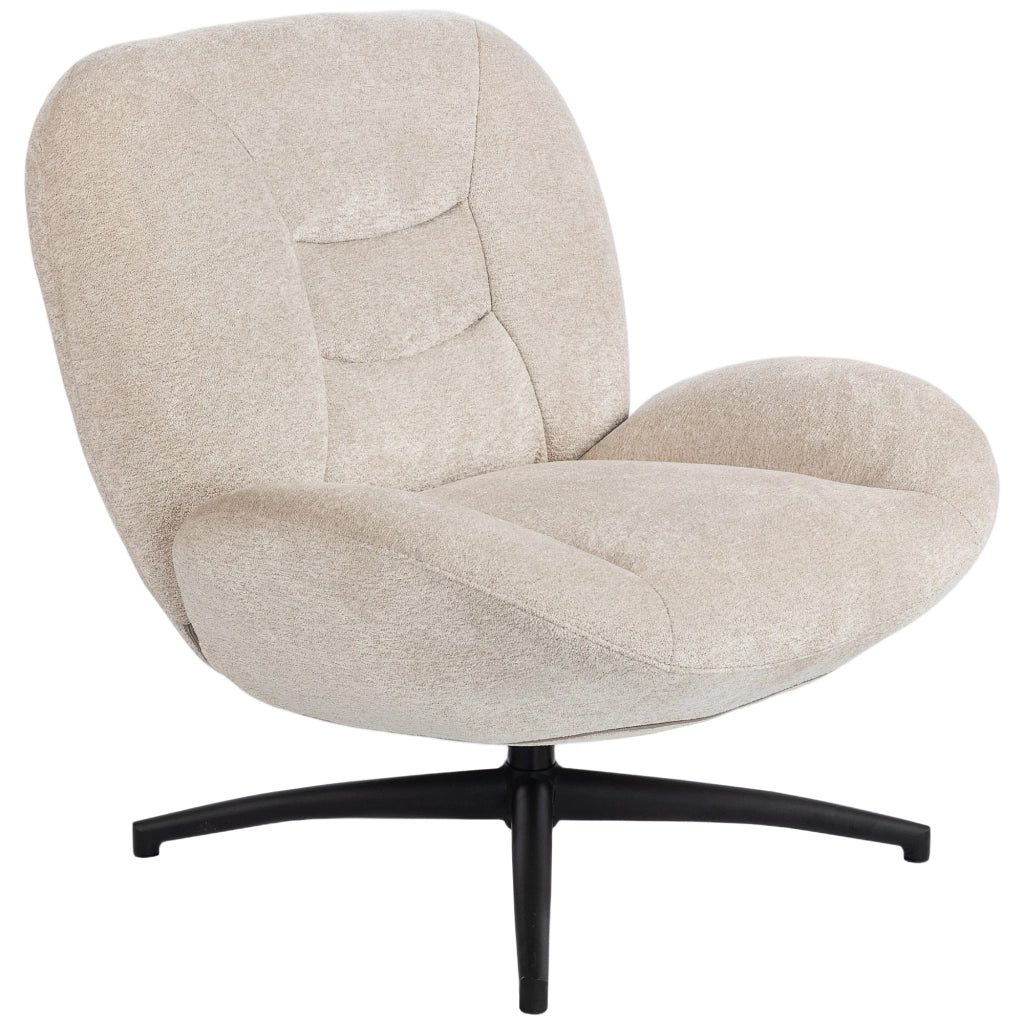 Poltrona girevole imbottita in tessuto ¨C Minimal ¨C crema, base in acciaio