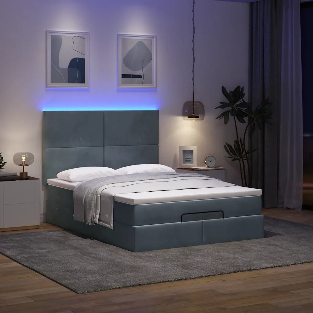 Struttura Letto Pouf con Materassi 140x190 cm Velluto 3314247