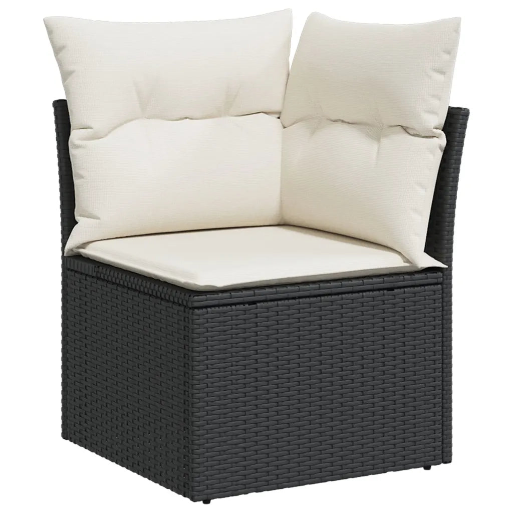 Set Divani da Giardino 9 pz con Cuscini Nero in Polyrattan 3275186