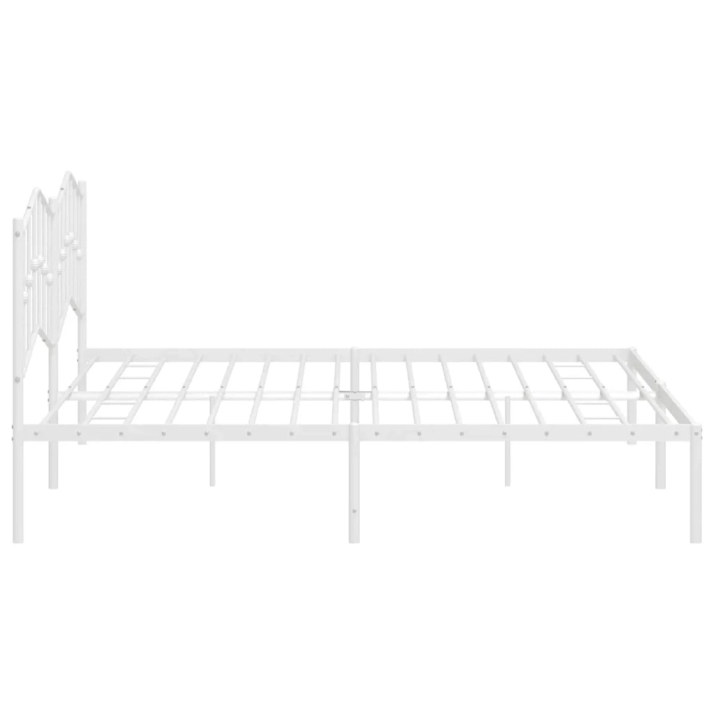 Letto matrimoniale | Letto per adulti | Giroletto con Testiera Metallo Bianco 193x203 cm