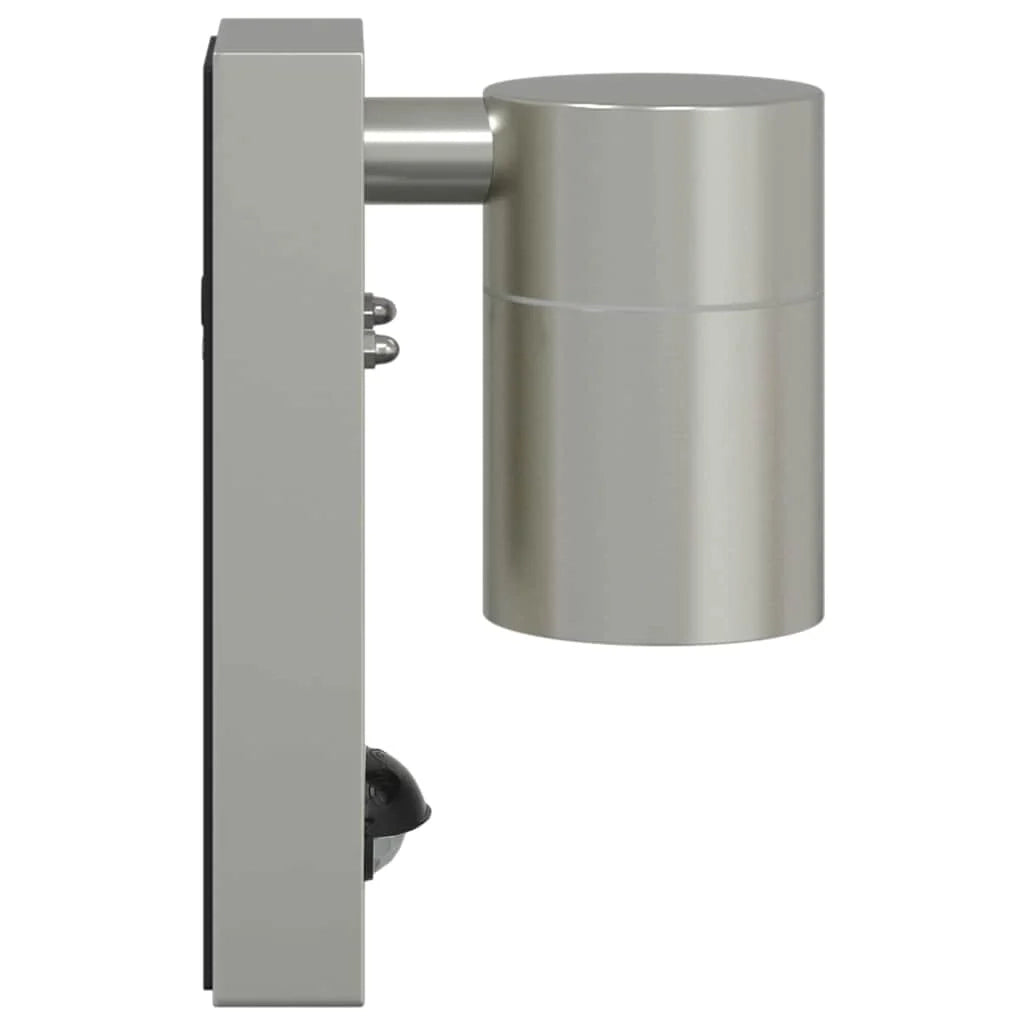 Set di 2 applique da giardino cilindriche dal design moderno 6,5 x 10,5 x 16 cm acciaio inossidabile argento 02_0056534