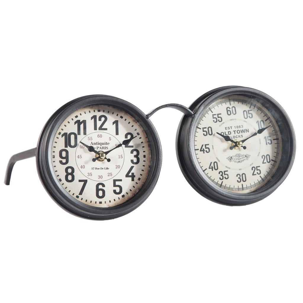 Orologio da tavolo doppio nero 34x21x15