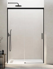Porta doccia scorrevole 1+1 THALASSA (BASIC) 140 cm Profilo Nero vetro trasparente