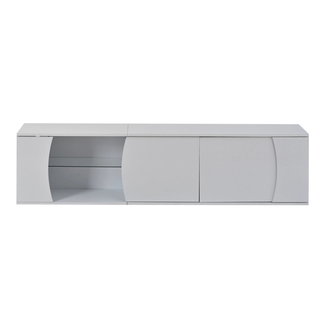 Mobile TV 180x40x45 cm con 3 ante e LED in truciolato bianco