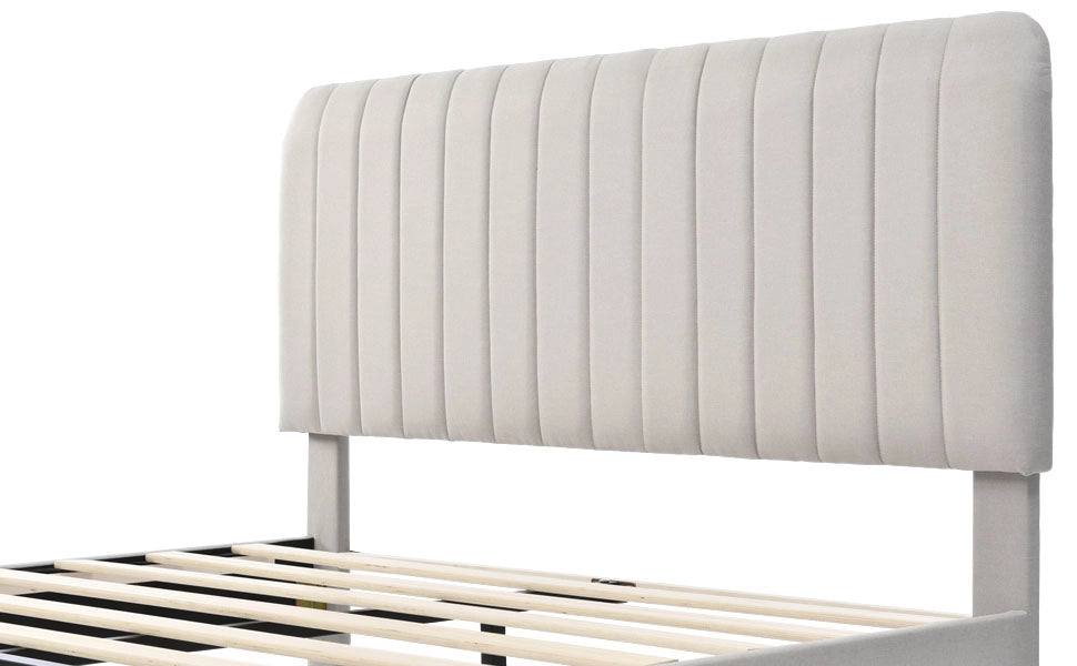 letto imbottito lino grigio beige 140 x 200 cm